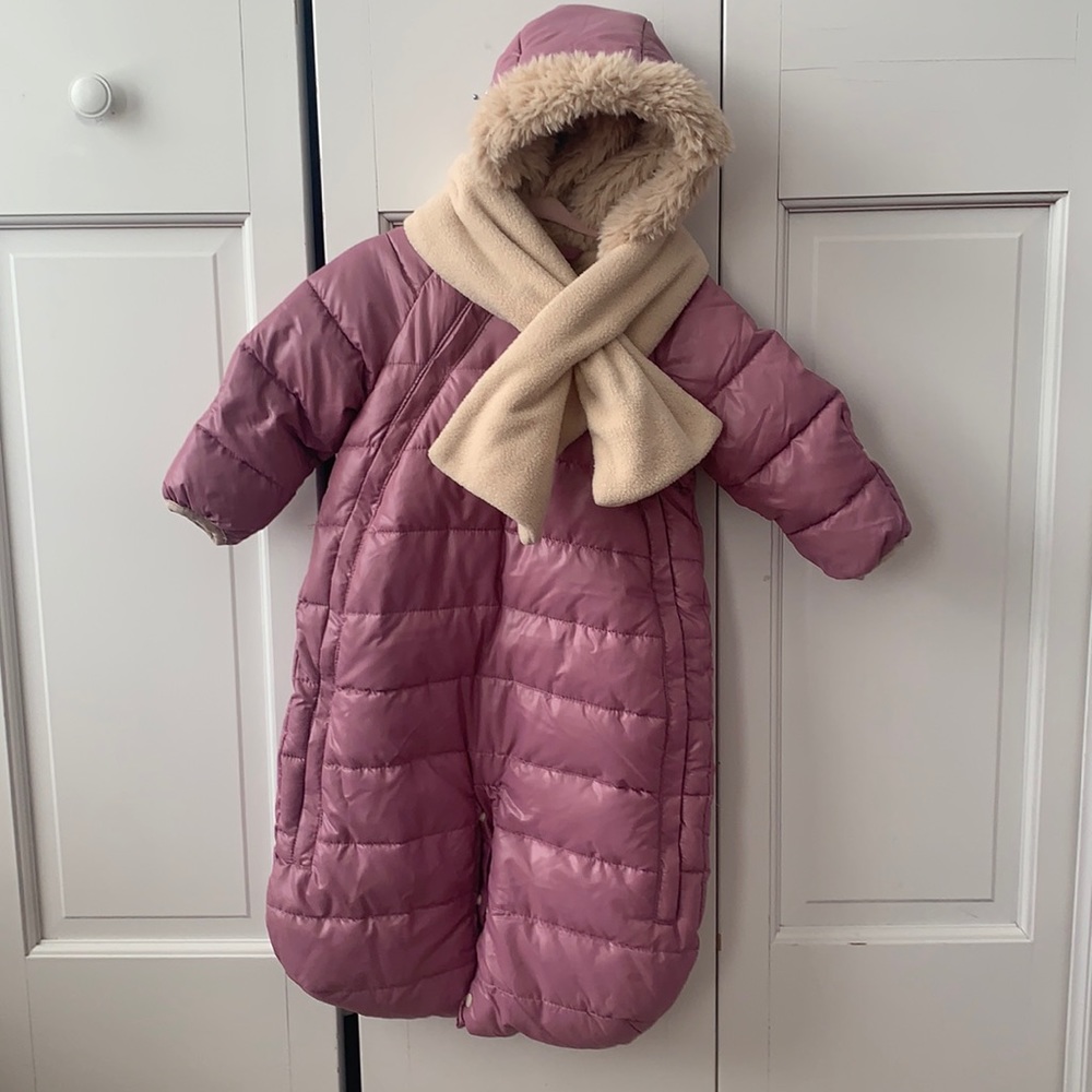 Lavender 7AM bunting snow suit w/ detachable scarf